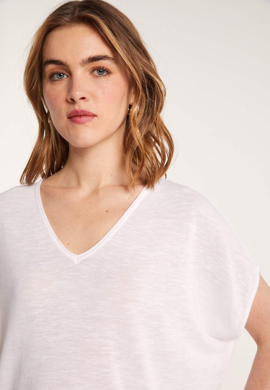 T-shirt col V en lin flammé - Larra