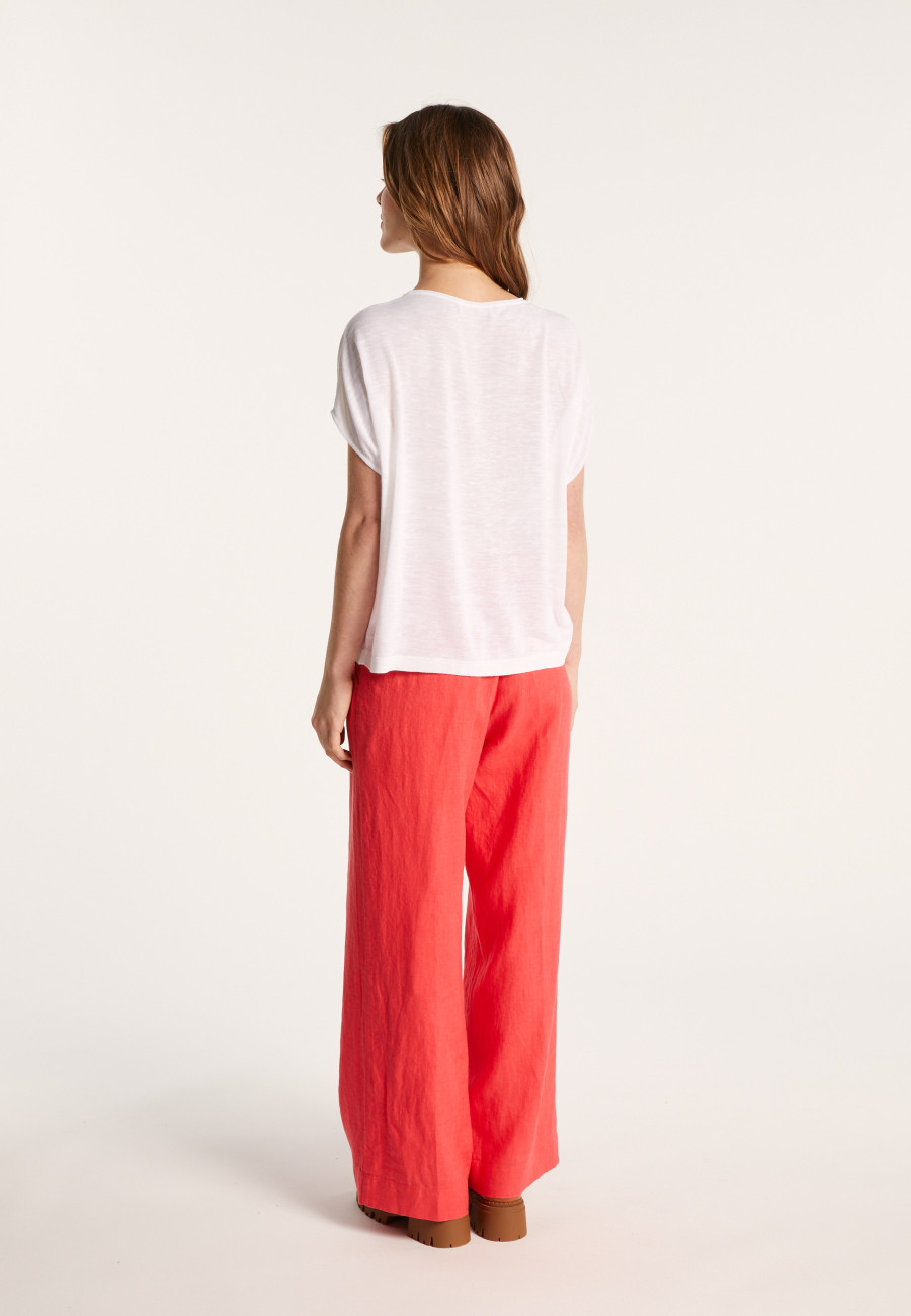 T-shirt col V en lin flammé - Larra