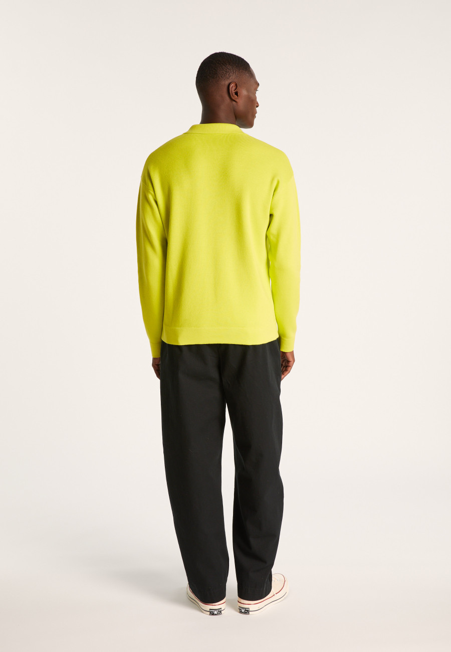 Polo manches longues coton et lin flammé - Ido