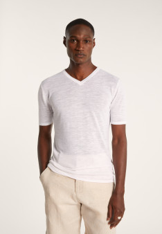 T-shirt col V en lin flammé - Reuben