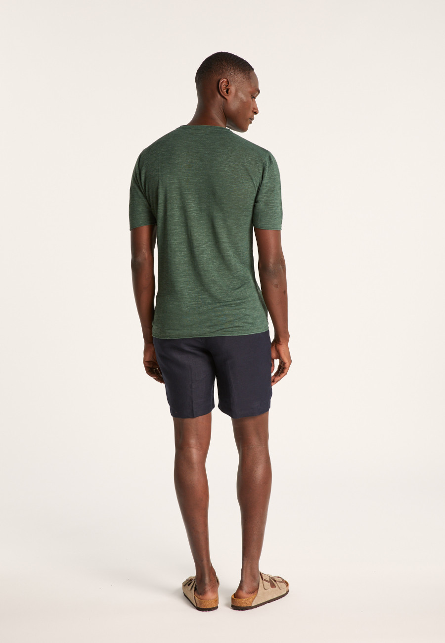 V-neck T-shirt in flamed linen - Reuben