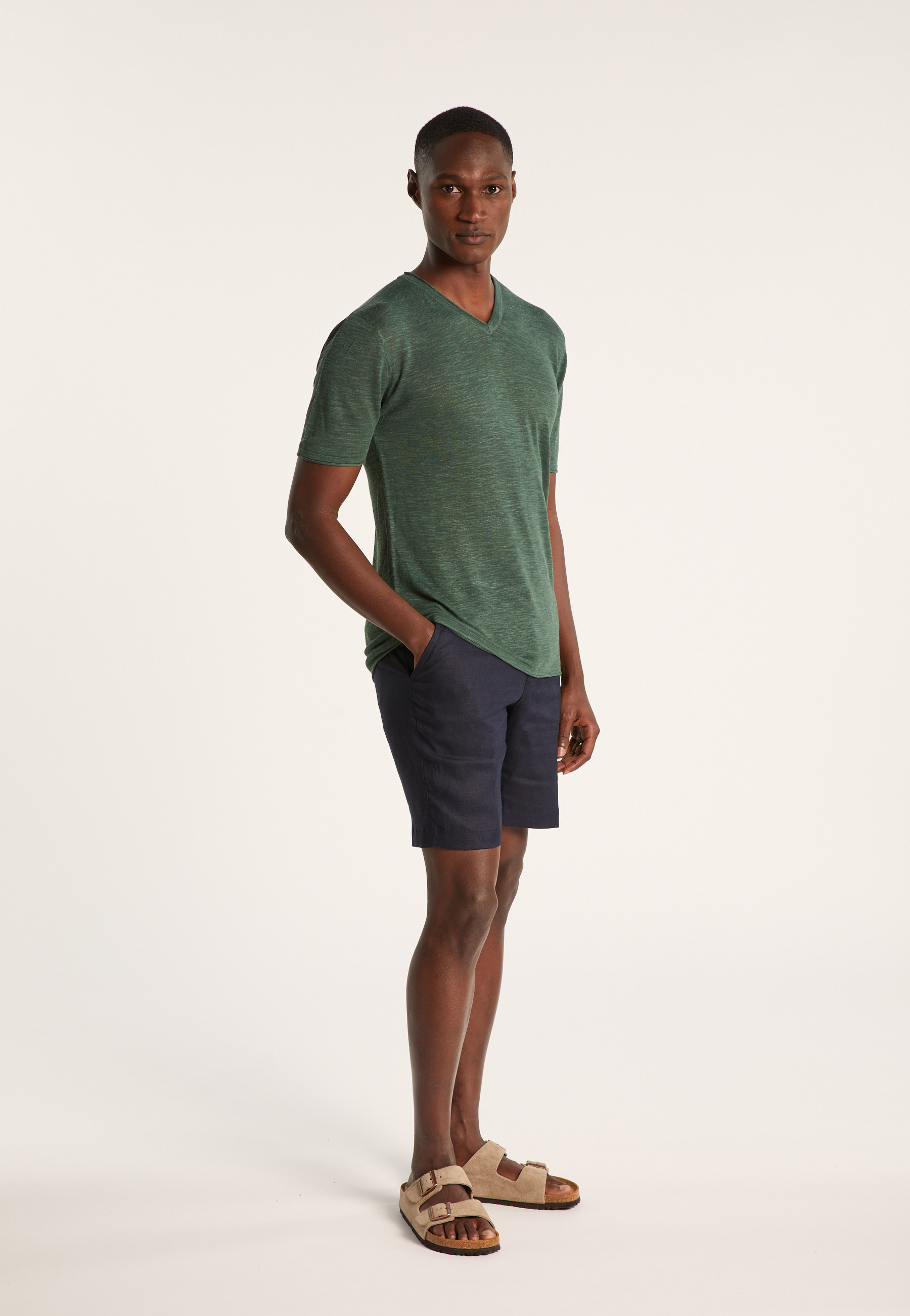 T-shirt col V en lin flammé - Reuben