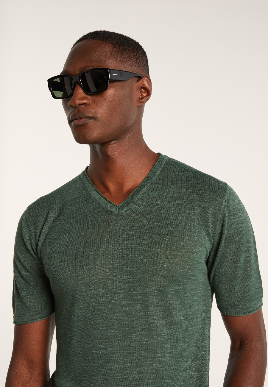 V-neck T-shirt in flamed linen - Reuben