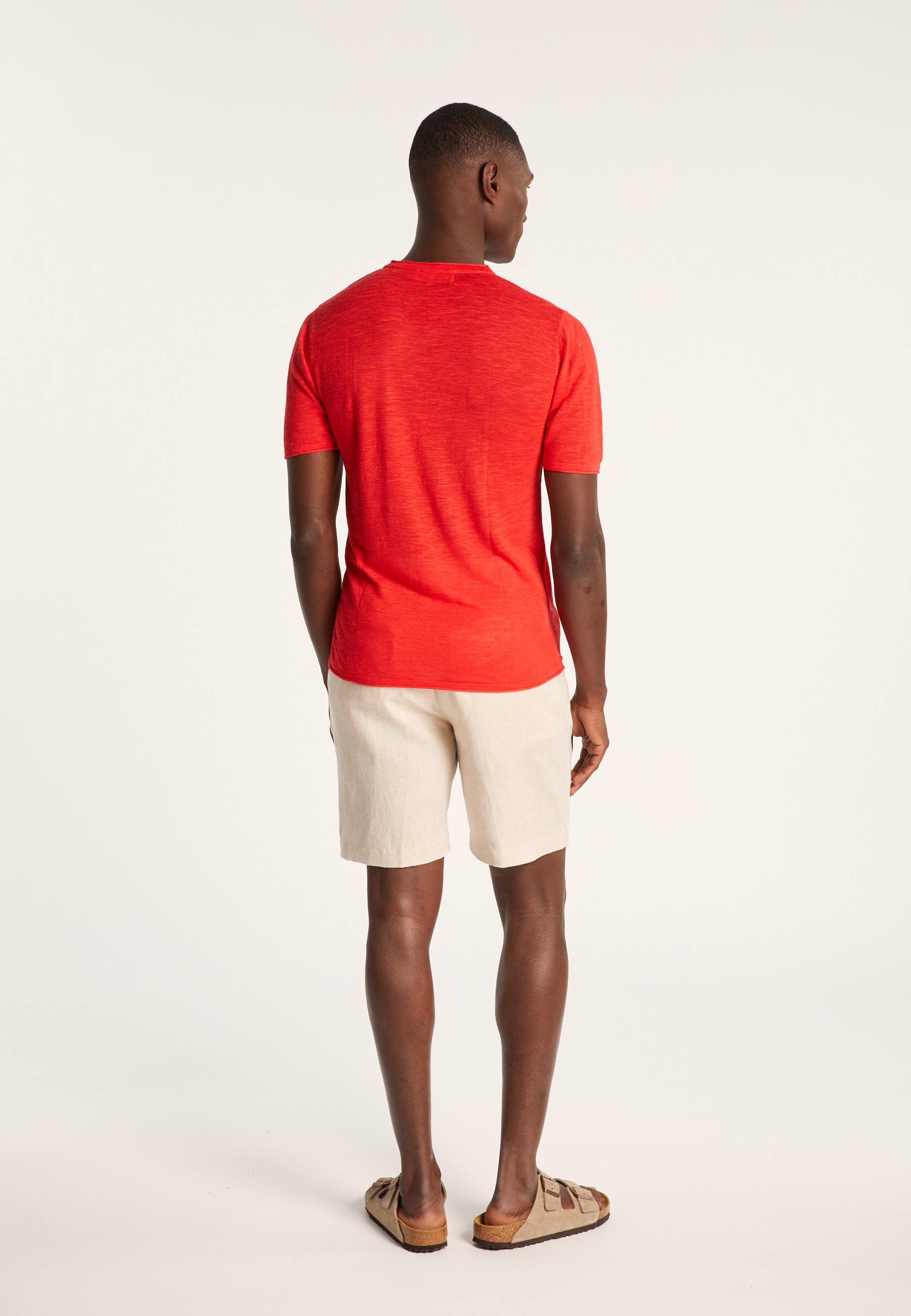 T-shirt col V en lin flammé - Reuben