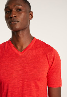 T-shirt col V en lin flammé - Reuben