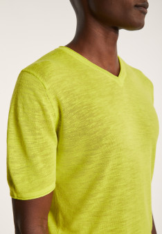 T-shirt col V en lin flammé - Reuben