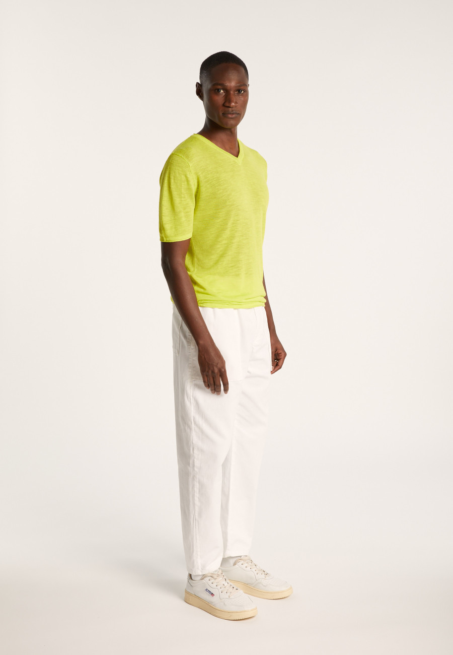 V-neck T-shirt in flamed linen - Reuben