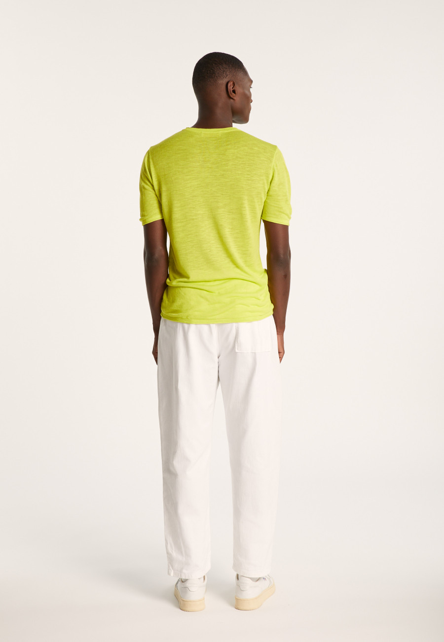 V-neck T-shirt in flamed linen - Reuben