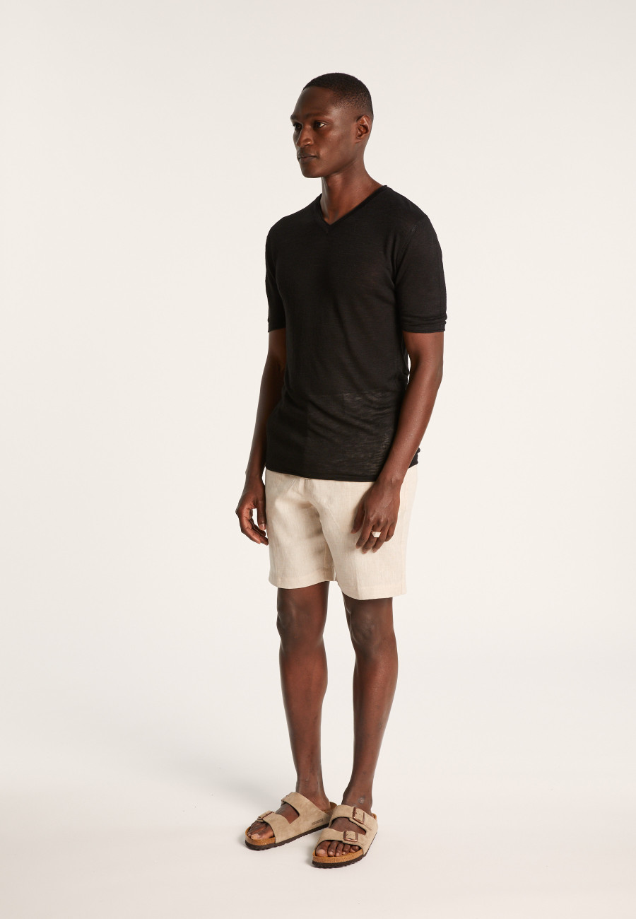 V-neck T-shirt in flamed linen - Reuben