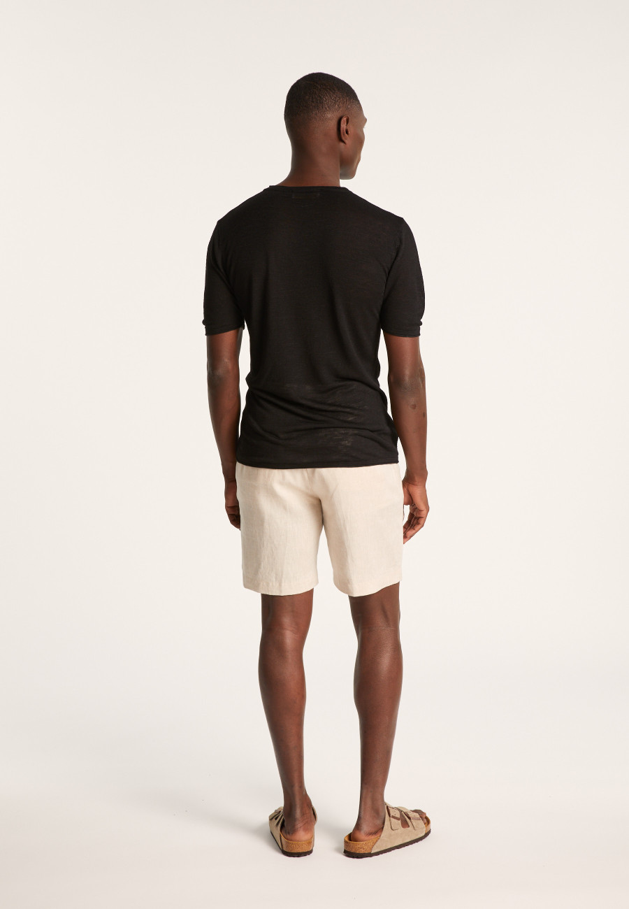 V-neck T-shirt in flamed linen - Reuben