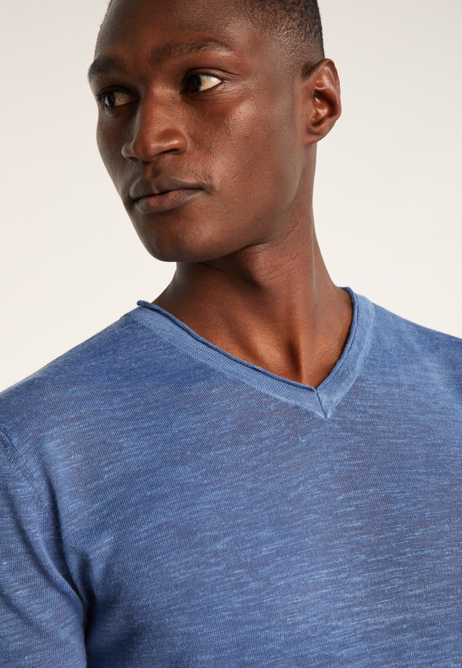 T-shirt col V en lin flammé - Reuben