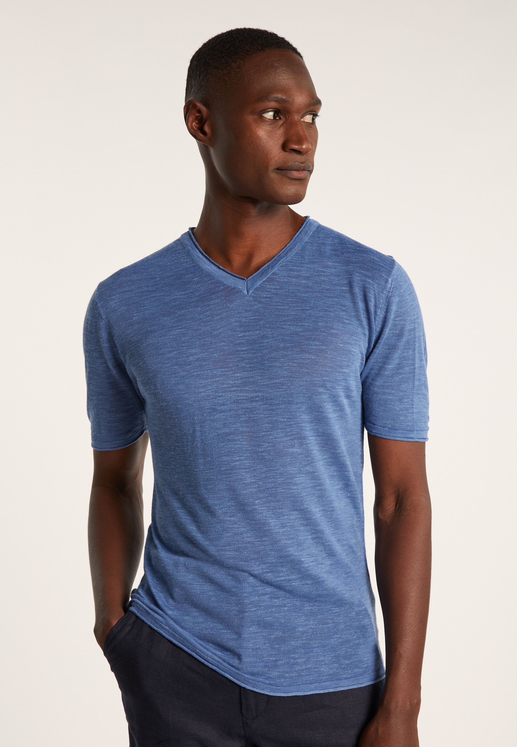 T-shirt col V en lin flammé - Reuben
