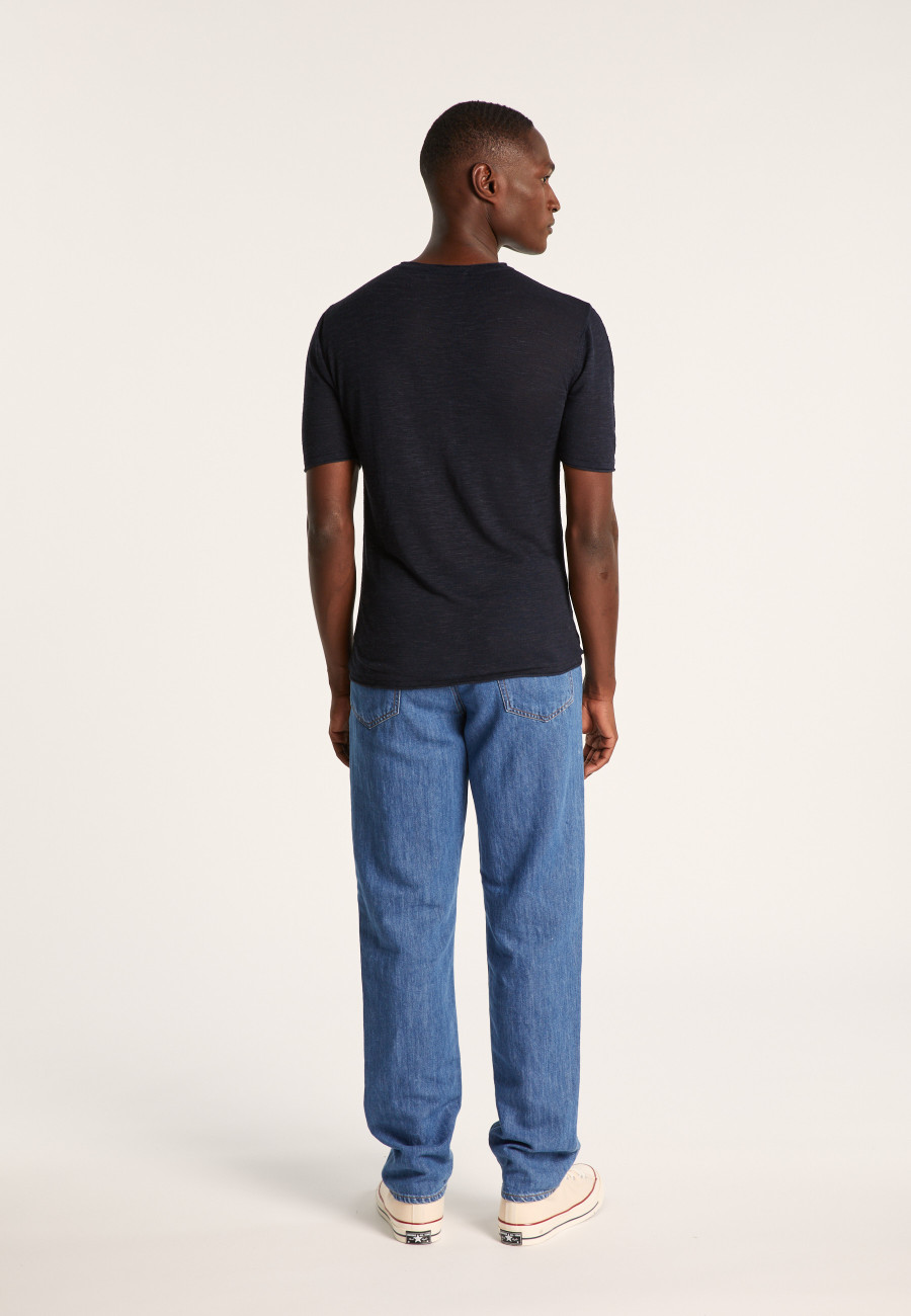 V-neck T-shirt in flamed linen - Reuben