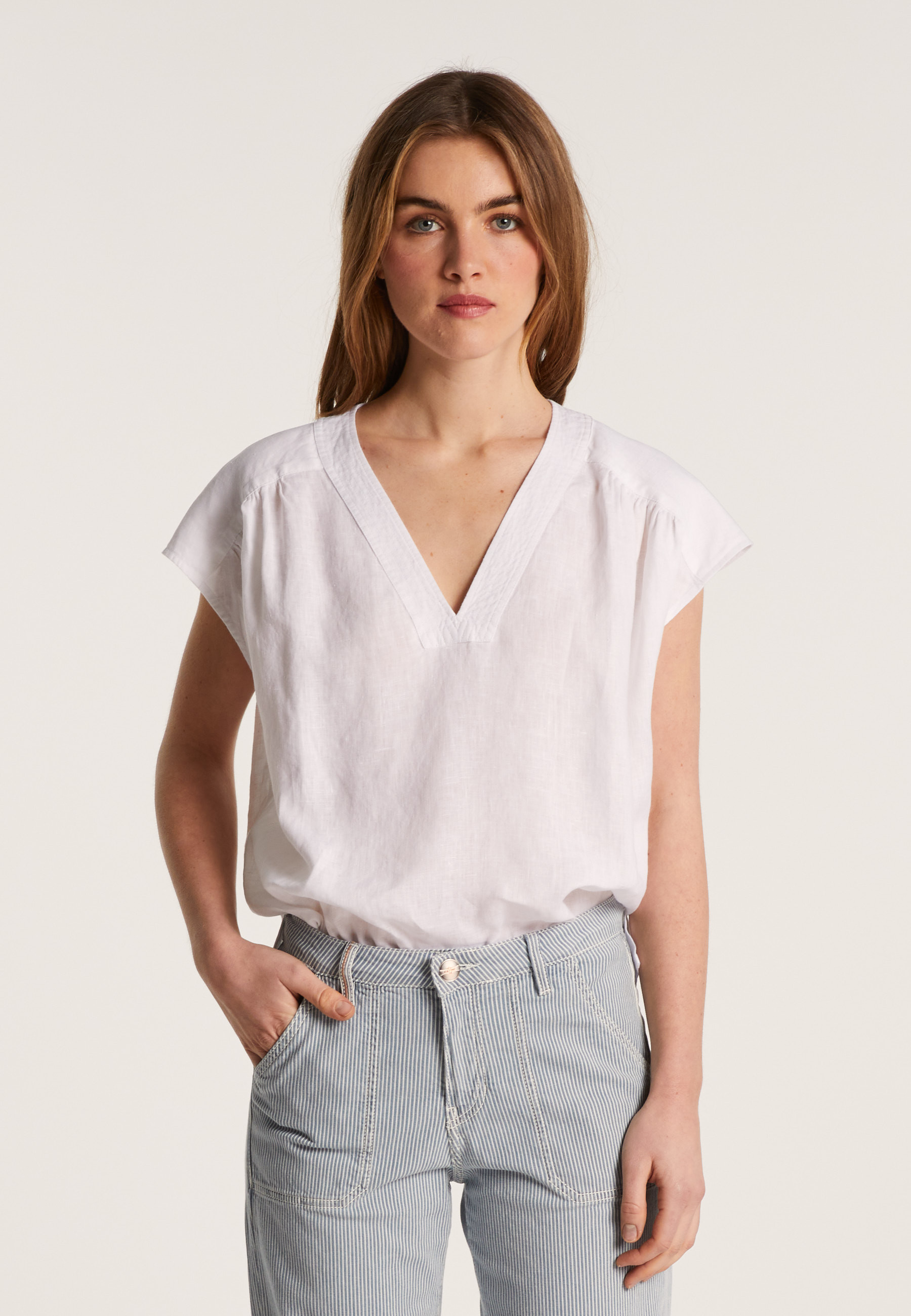 T-shirt col V en lin - Dala