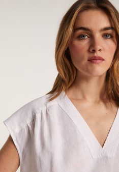 T-shirt col V en lin - Dala
