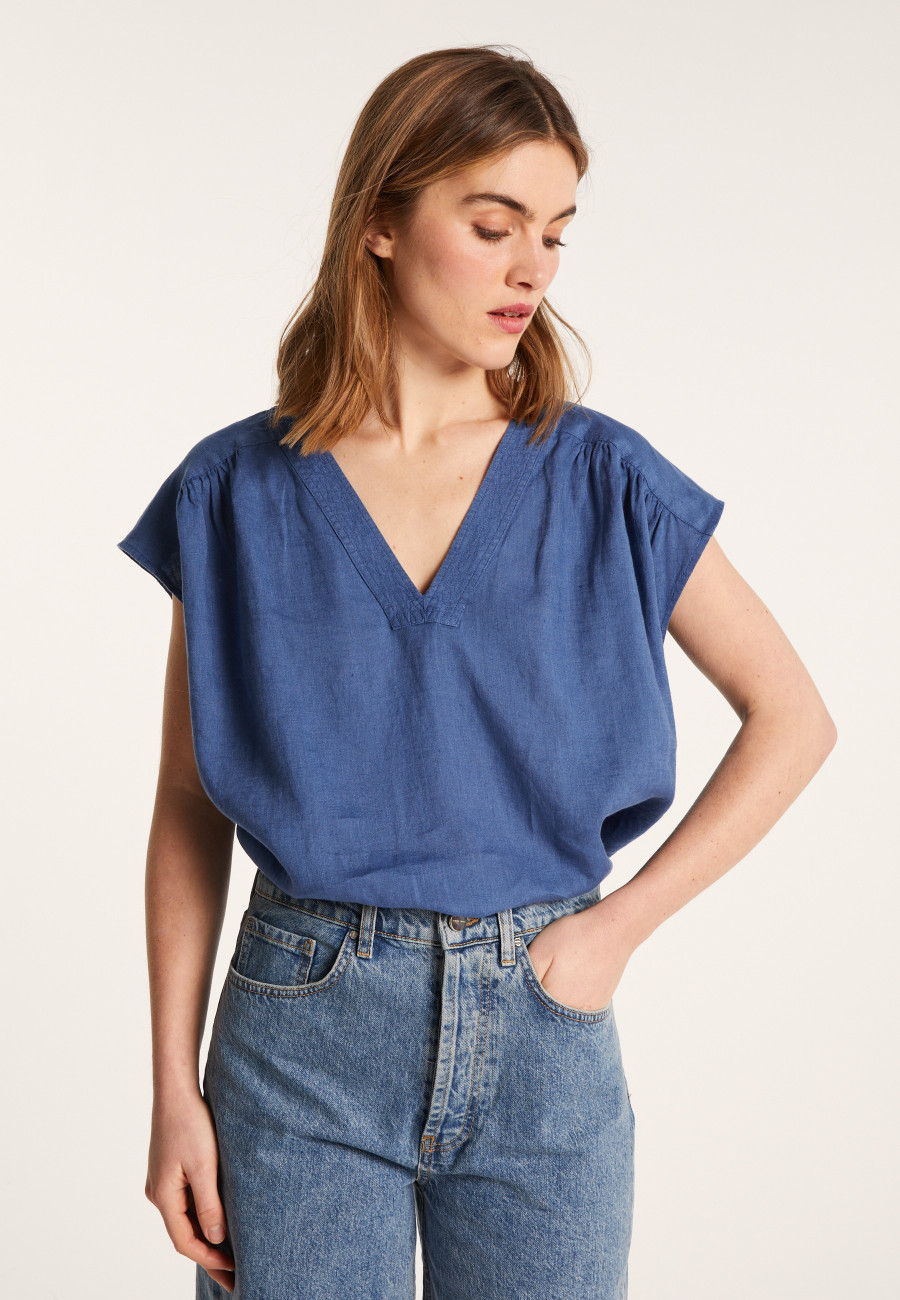 T-shirt col V en lin - Dala