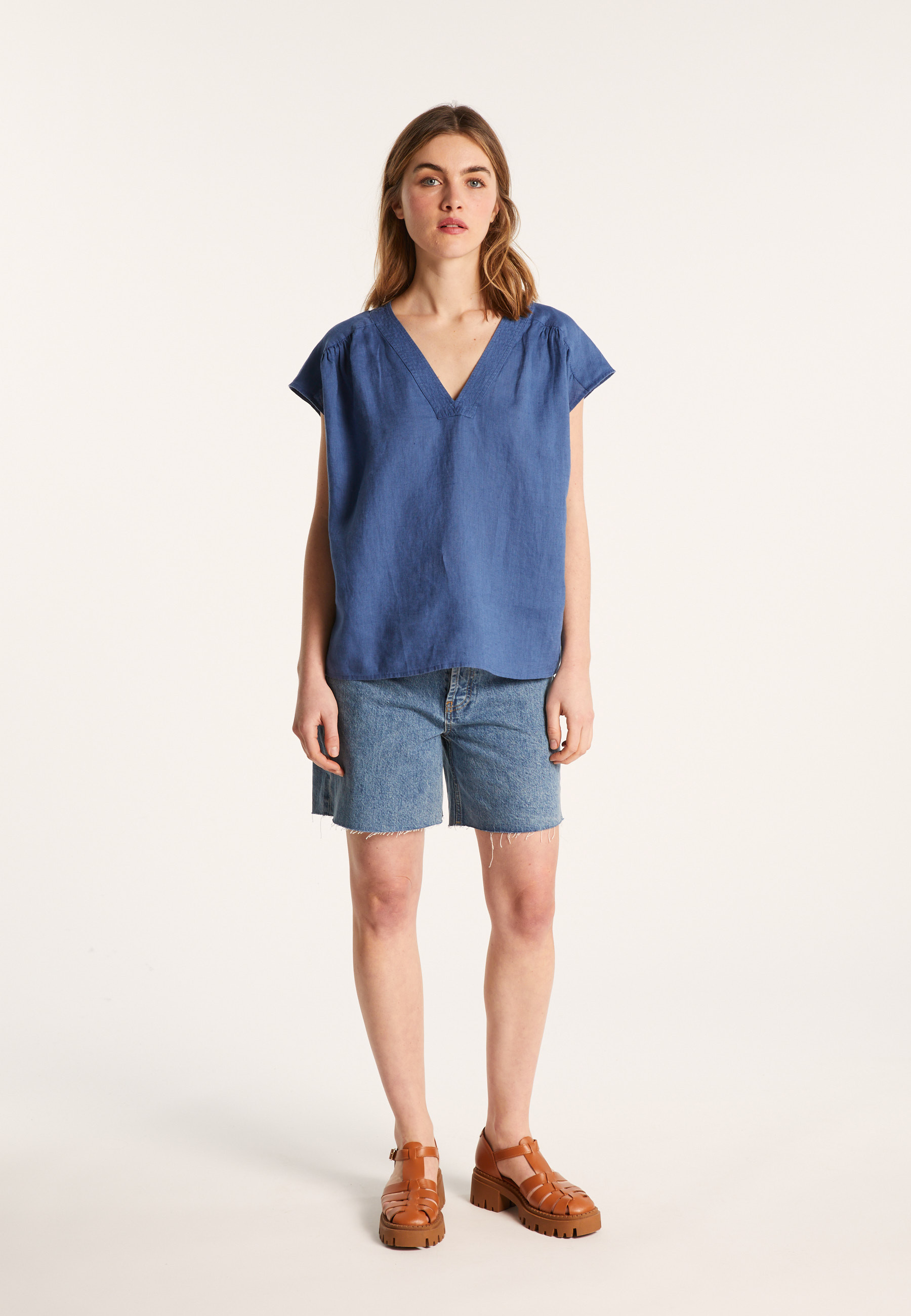 T-shirt col V en lin - Dala