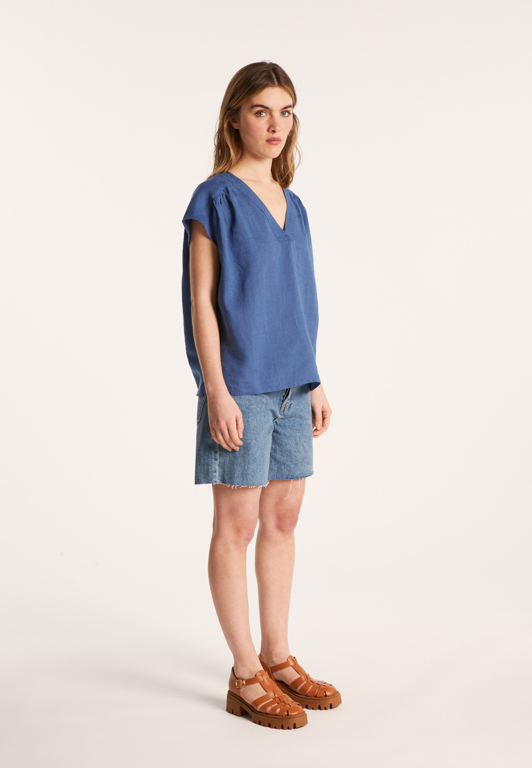 T-shirt col V en lin - Dala