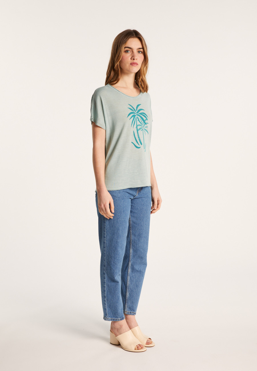 Slub linen patterned T-shirt - Larissa