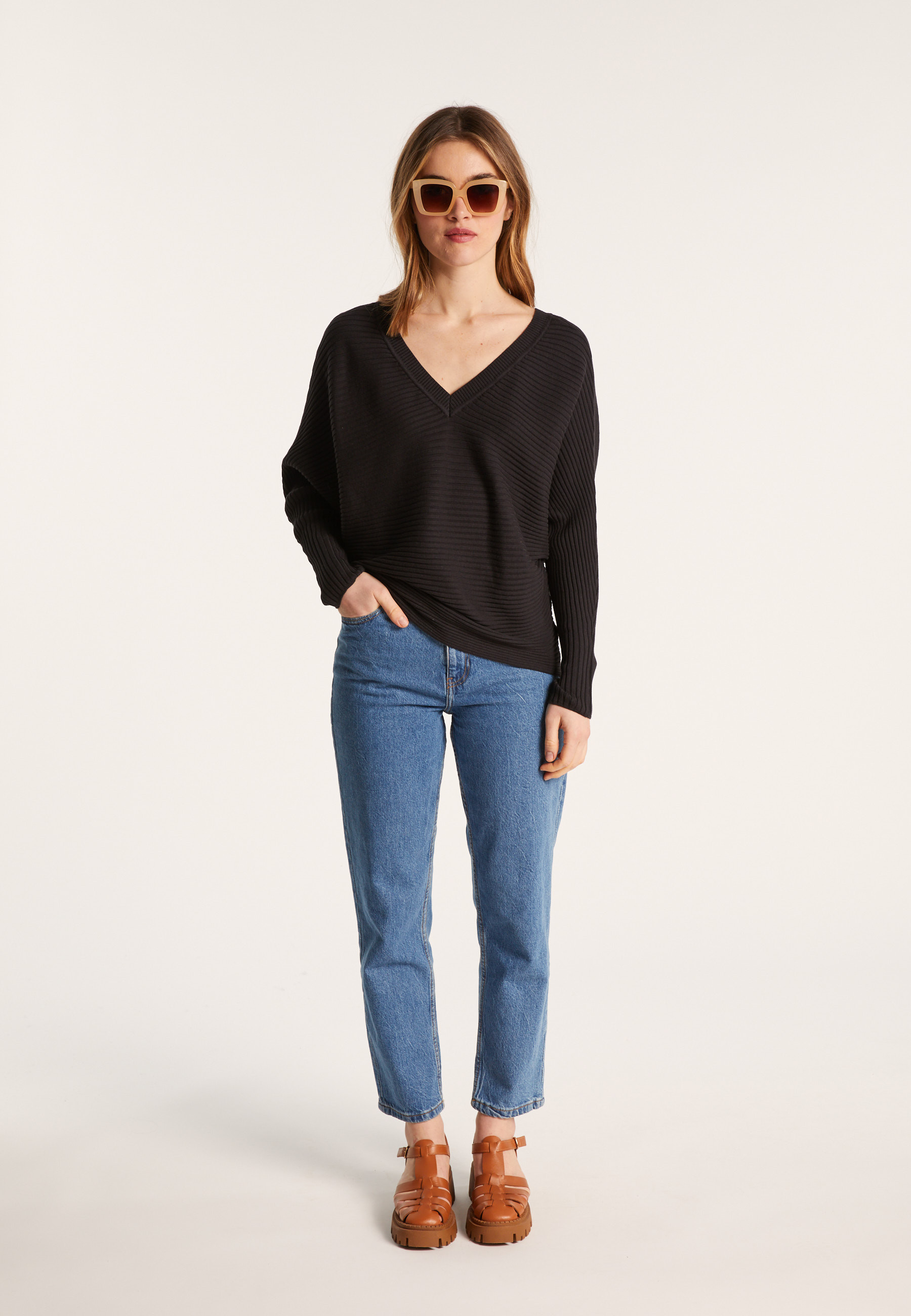 Pull en coton manches chauve-souris - Lison