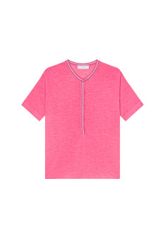 Short-sleeved cotton and linen cardigan - Laura