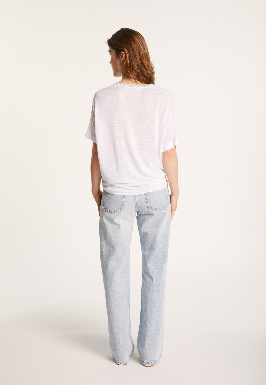 Short-sleeved cotton and linen cardigan - Lauria