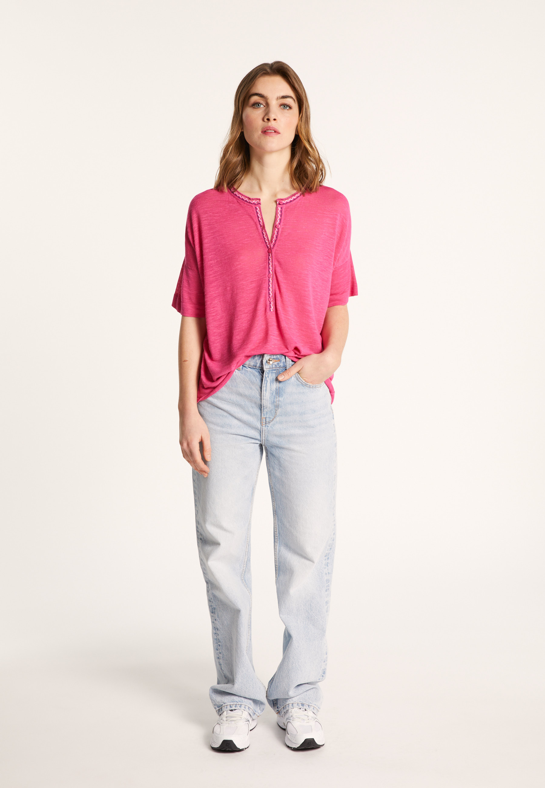 Short-sleeved cotton and linen cardigan - Laura