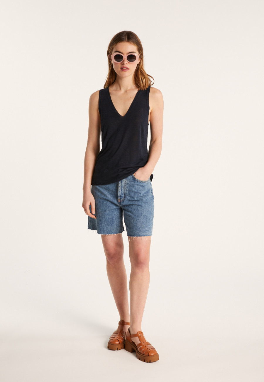 Slub linen tank top - Lalita