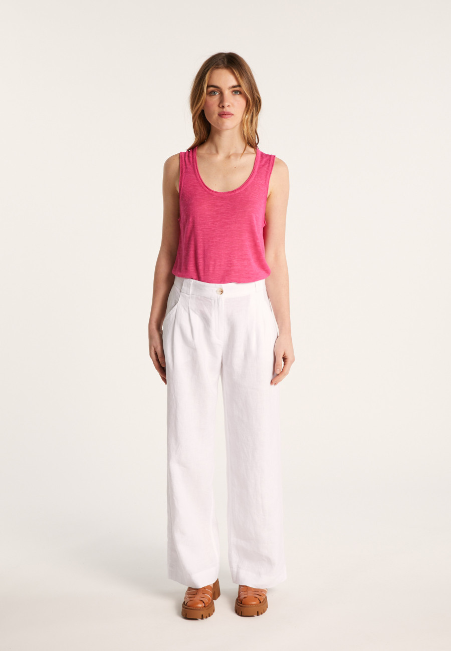 Flamed linen tank top - Maitena