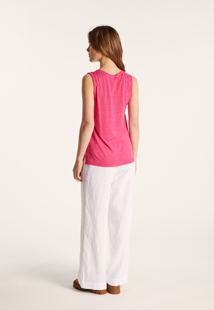 Flamed linen tank top - Maitena