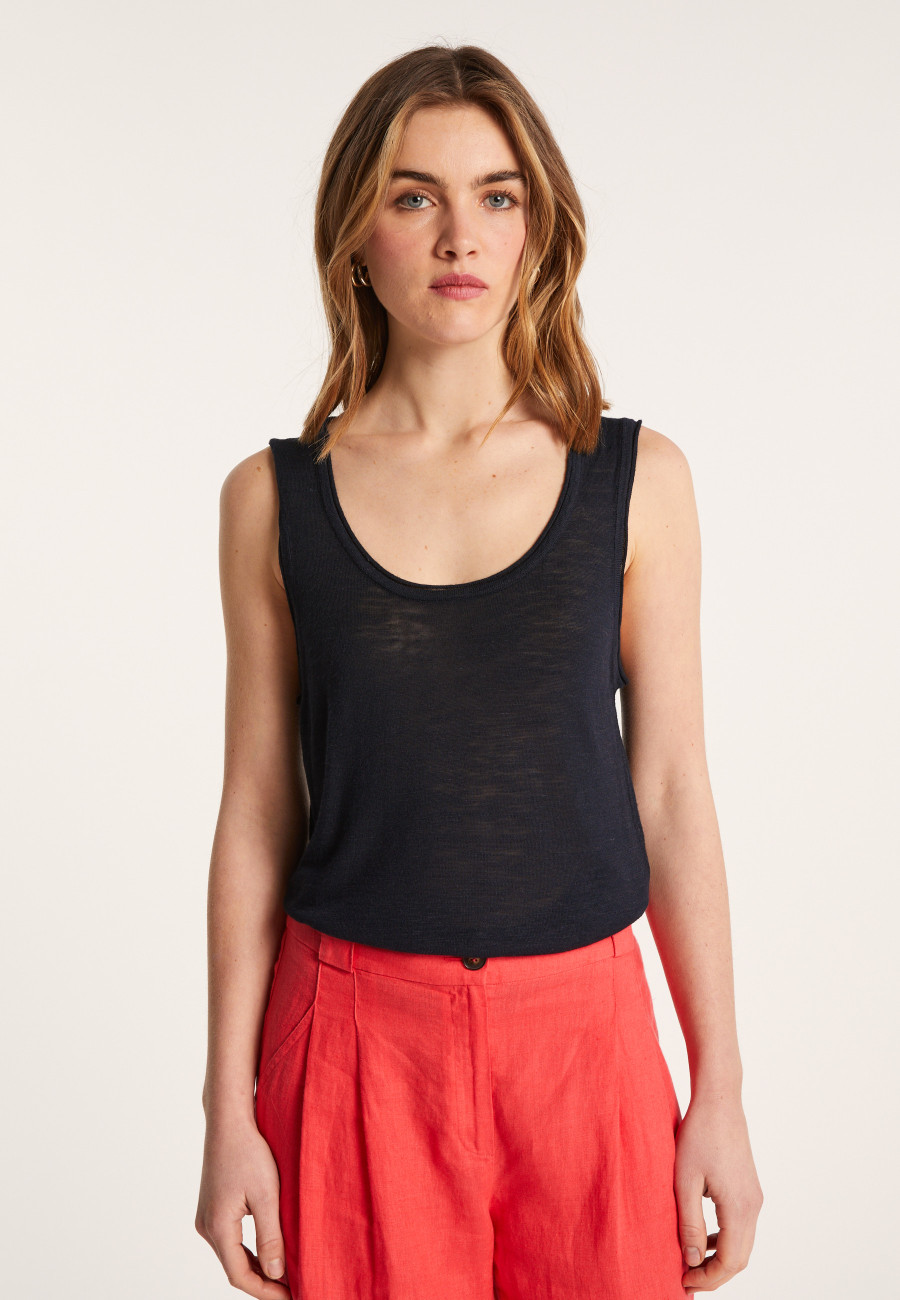 Flamed linen tank top - Maitena