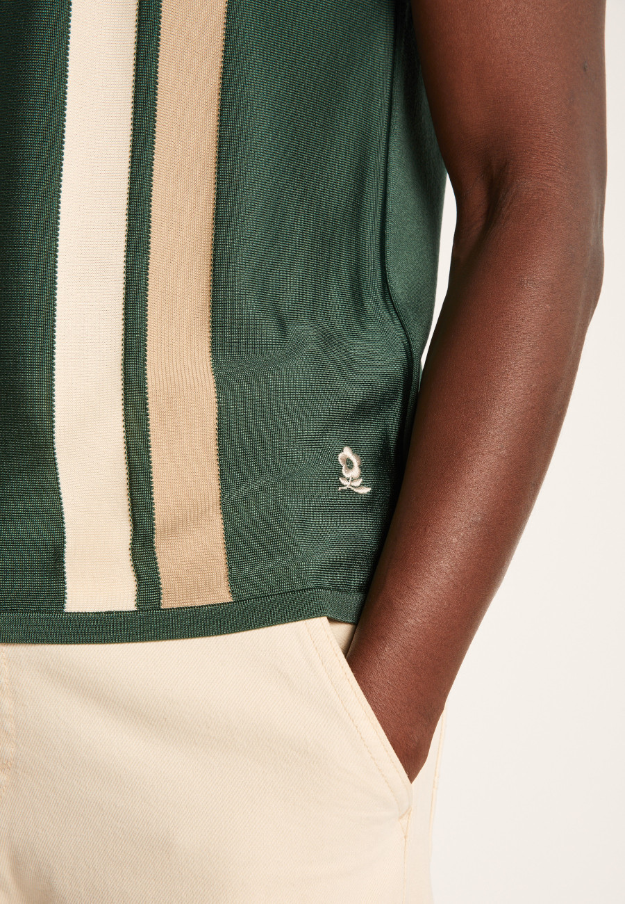 Polo 4 rayures verticales en Fil Lumière - Ilann