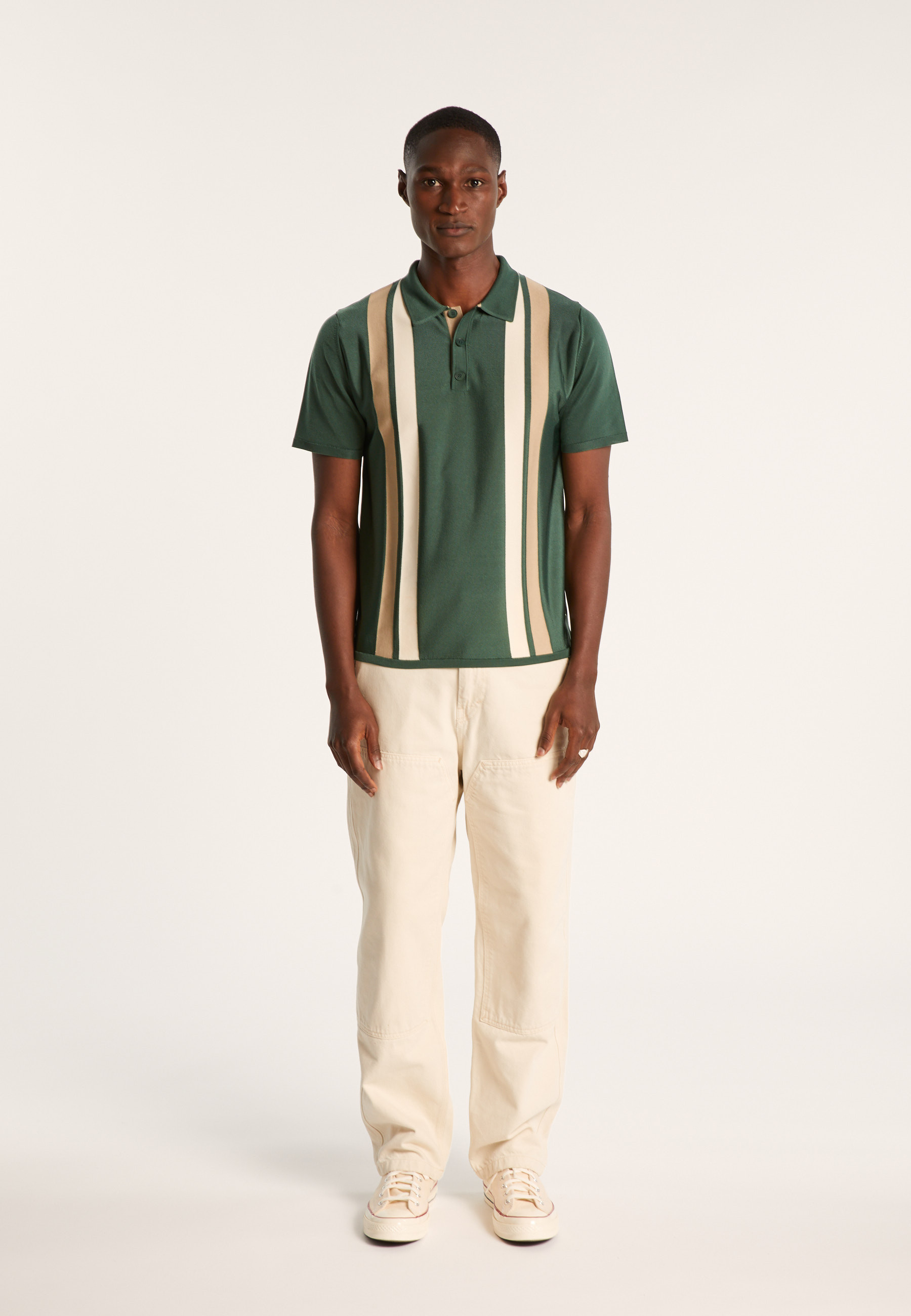 4 vertical stripes polo shirt in Fil Lumière - Ilann