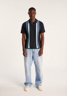4 vertical stripes polo shirt in Fil Lumière - Ilann
