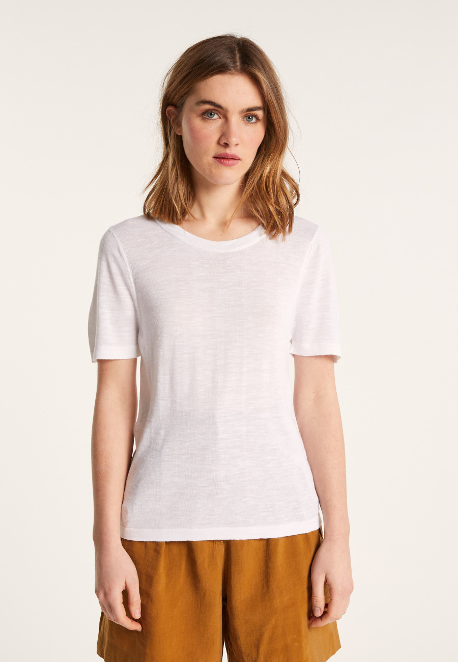 Slub linen crew neck t-shirt - Lucie