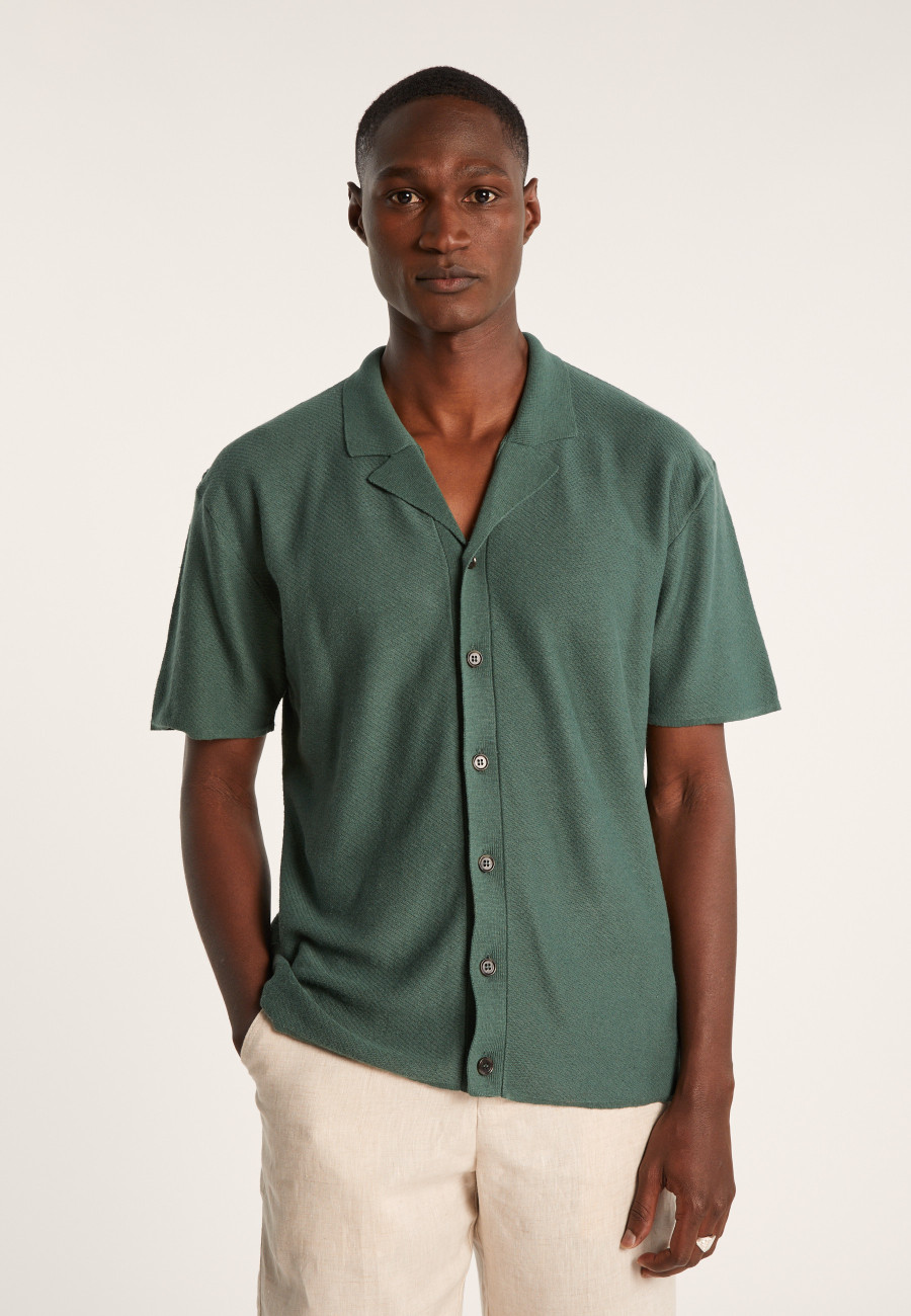 Chemise manches courtes en coton et lin - Igino