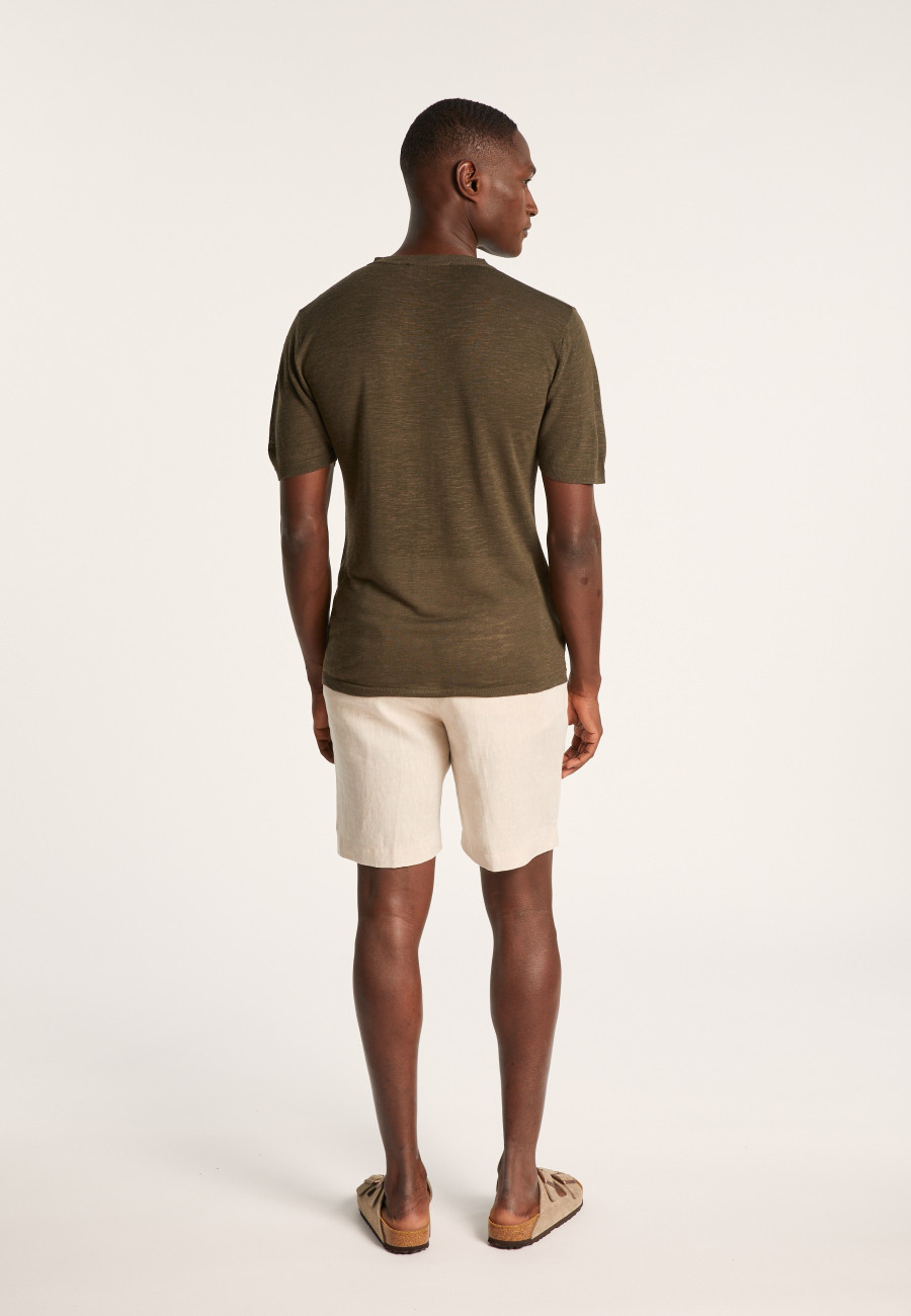 Slub linen t-shirt with Tunisian collar - Barakae