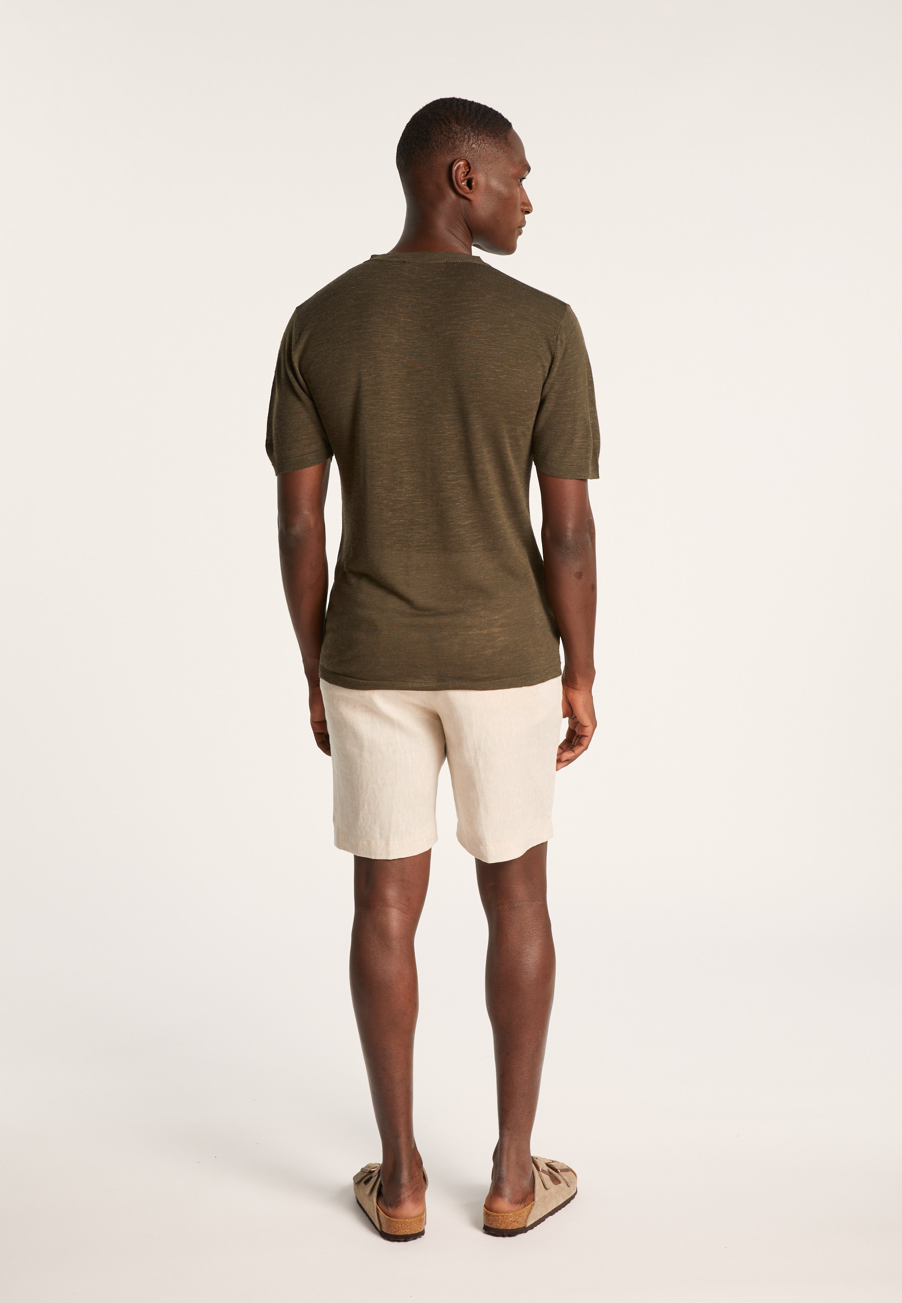 Slub linen t-shirt with Tunisian collar - Baraka