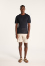 T-shirt col tunisien en lin flammé - Baraka 7212 fusain - 83 Kaki