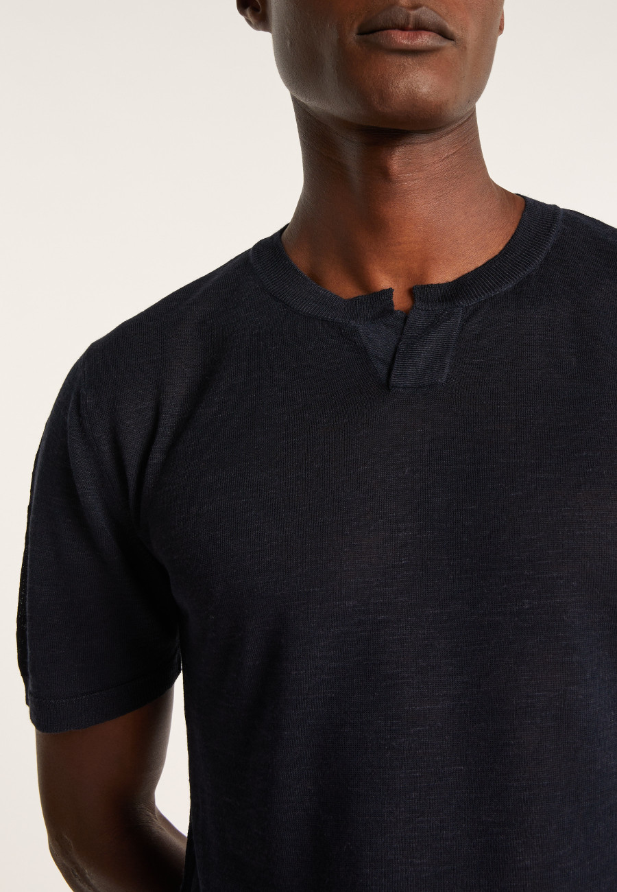 Slub linen t-shirt with Tunisian collar - Barakae