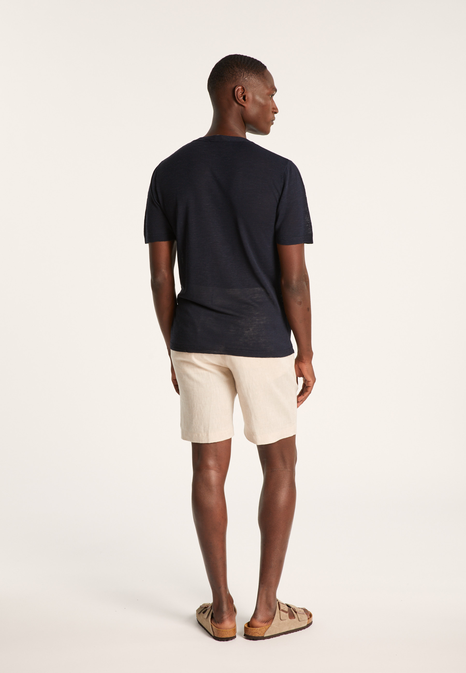 Slub linen t-shirt with Tunisian collar - Baraka