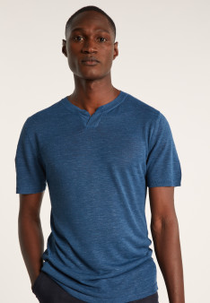 Slub linen t-shirt with Tunisian collar - Baraka