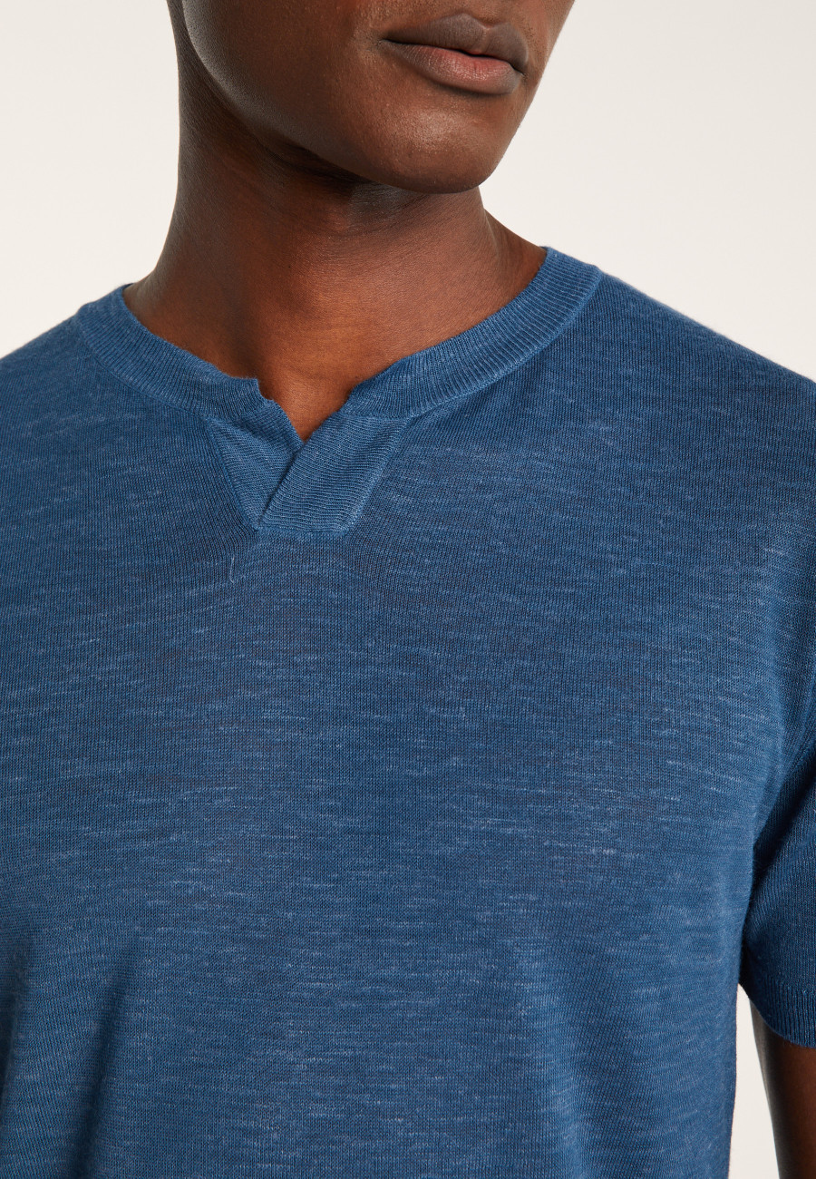 Slub linen t-shirt with Tunisian collar - Barakae
