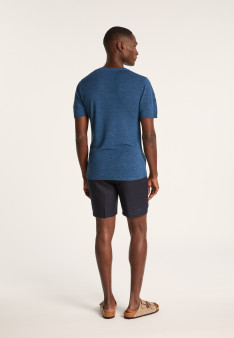 Slub linen t-shirt with Tunisian collar - Baraka