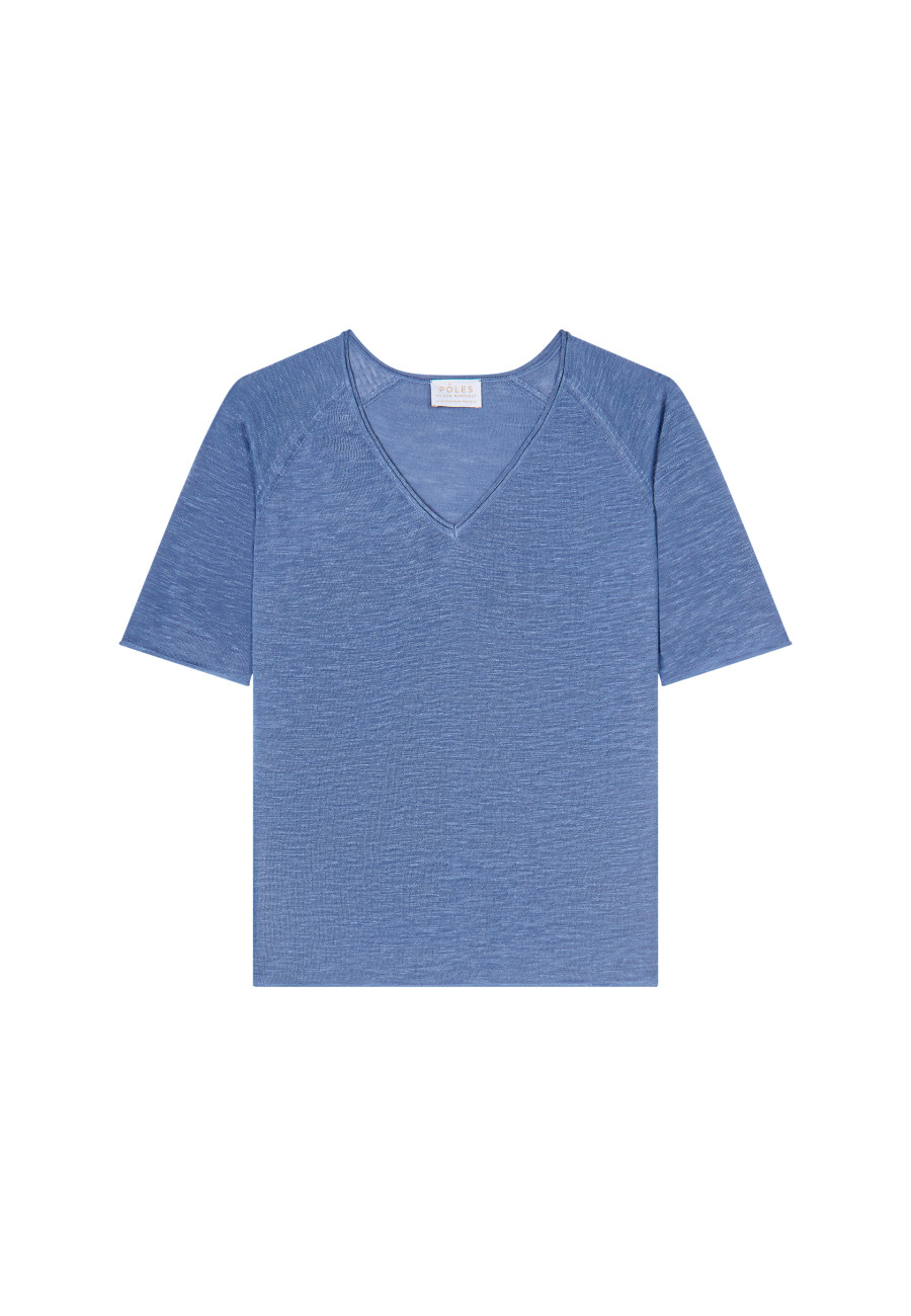 Flamed linen elbow sleeve t-shirt - Bonbon