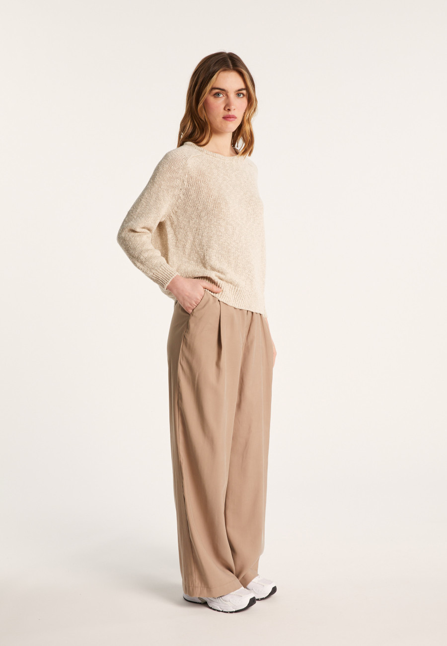 Round neck cotton and linen sweater - Nicky