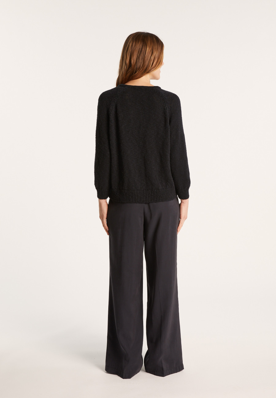 Round neck cotton and linen sweater - Nicky