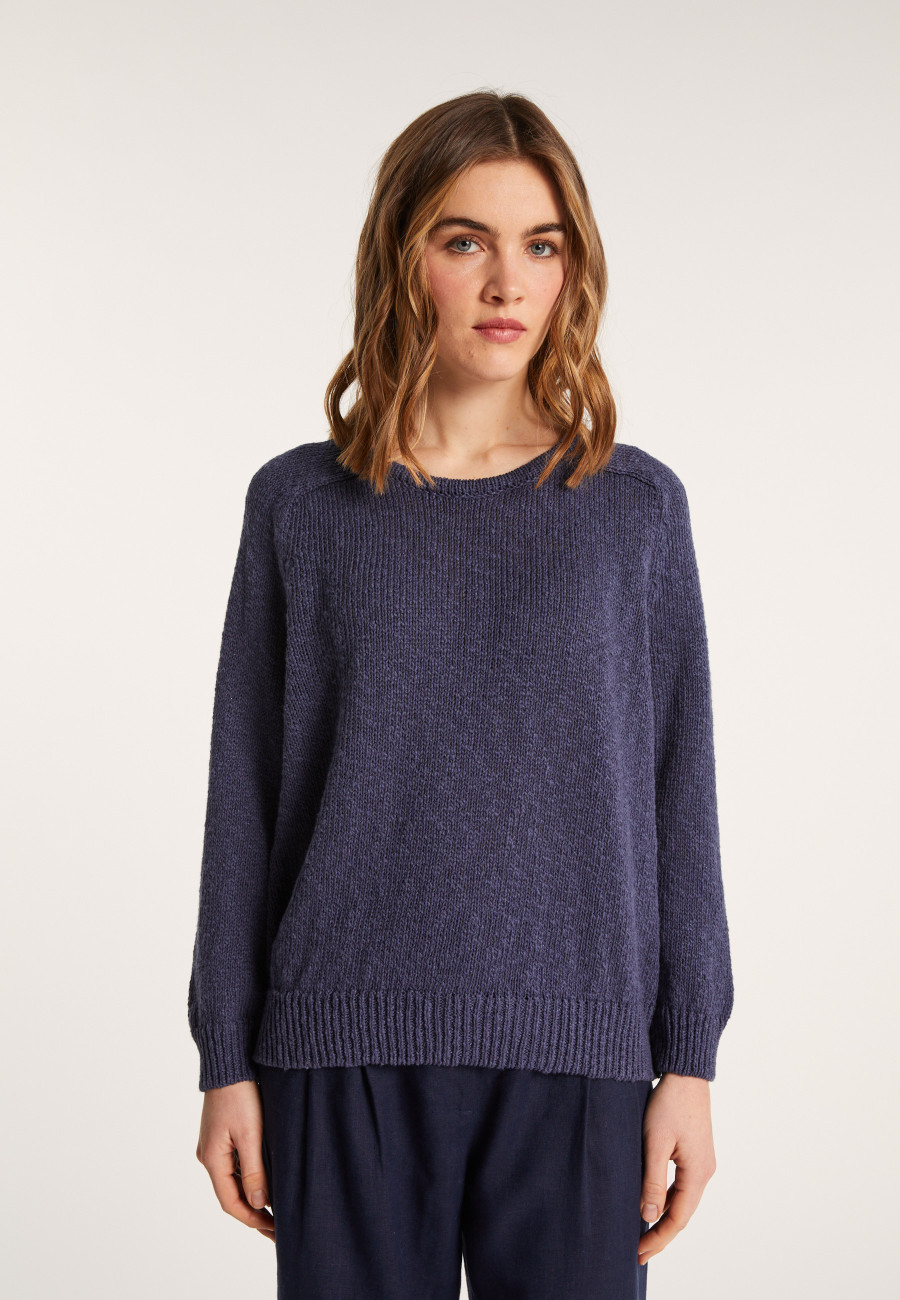 Round neck cotton and linen sweater - Nicky