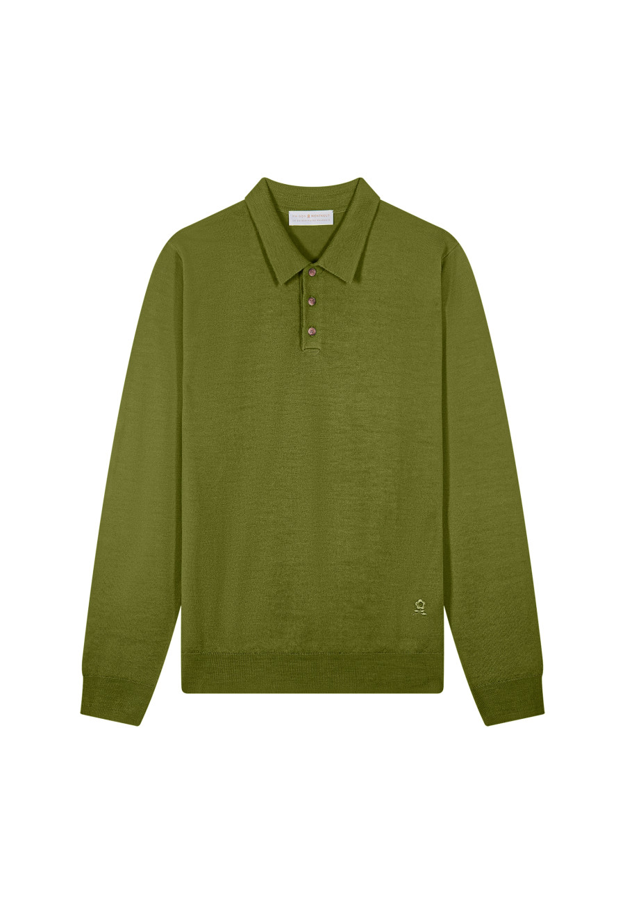 Long-sleeved merino wool polo shirt - Eni