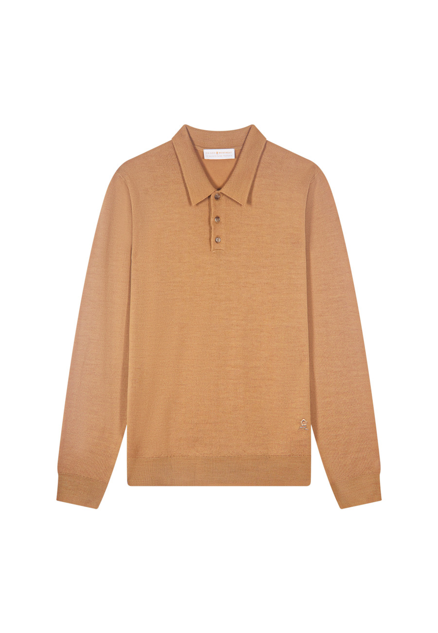 Long-sleeved merino wool polo shirt - Eni